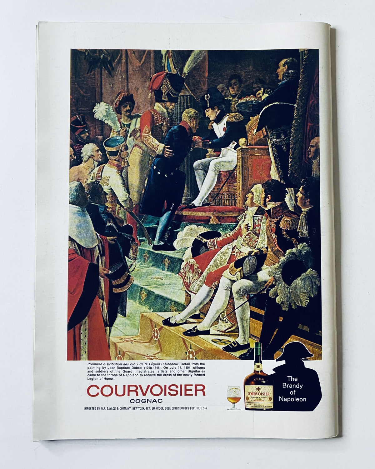 Advertisement page for Courvoisier Cognac in The New Yorker Magazine, October 3, 1970, showcasing an artistic depiction of a historical scene.