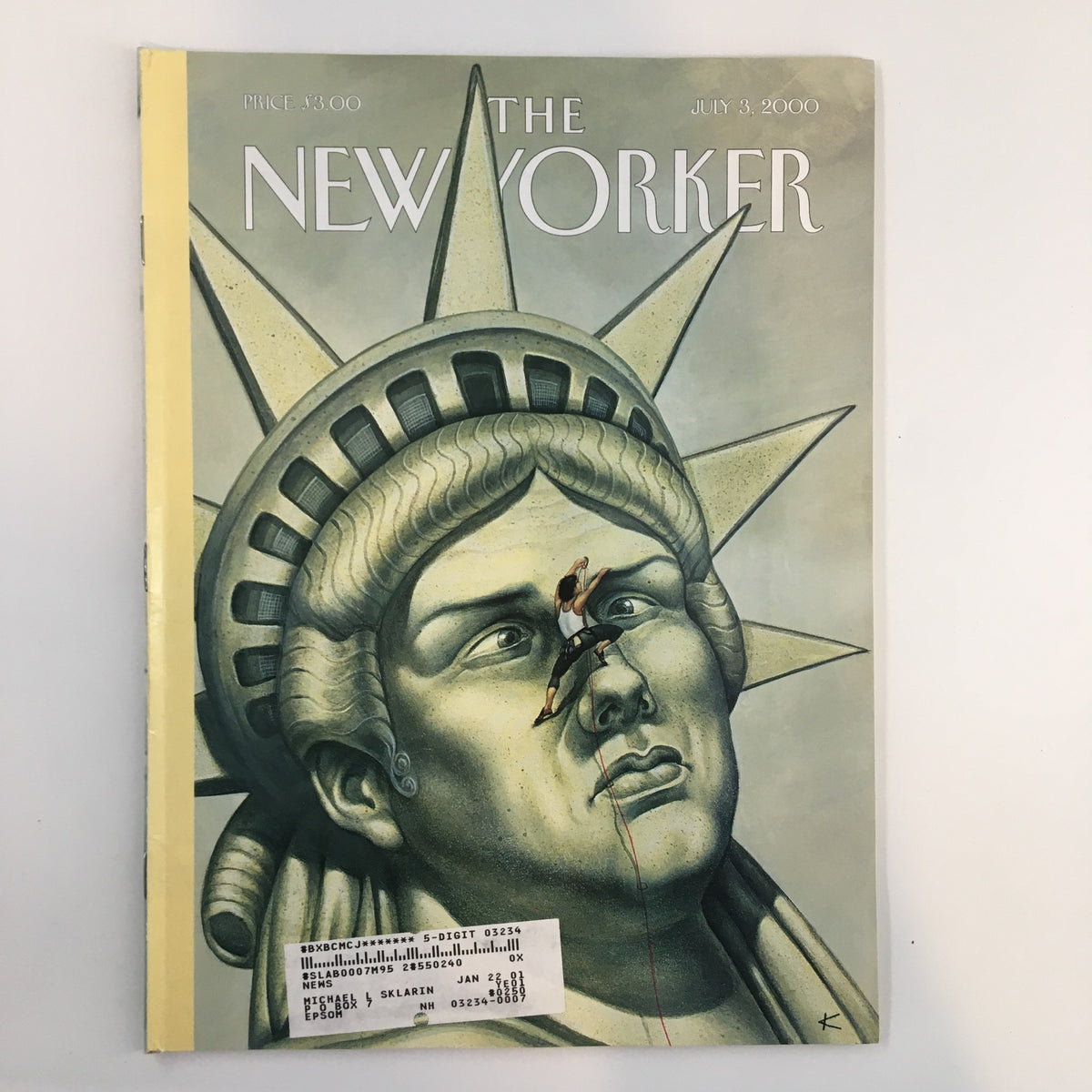 The New Yorker Full Magazine July 3 2000 cover featuring an illustration by Anita Kunz depicting the Statue of Liberty with a unique artistic twist.
