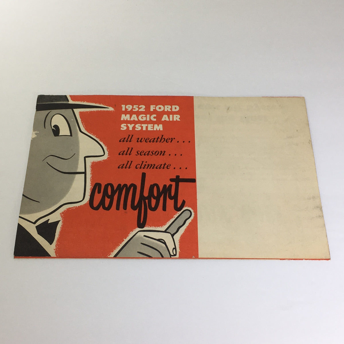 Vintage 1952 Ford Magic Air System Warm Full-Windshield Defrosting Car Catalog cover showcasing a vintage design with emphasis on comfort in all weather.