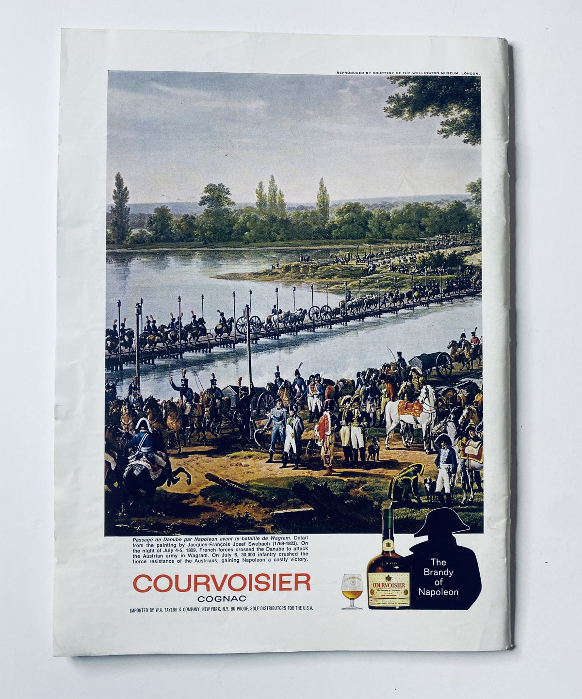 Advertisement for Courvoisier Cognac from The New Yorker Magazine September 9, 1972, depicting a historical scene with people gathered near a river.