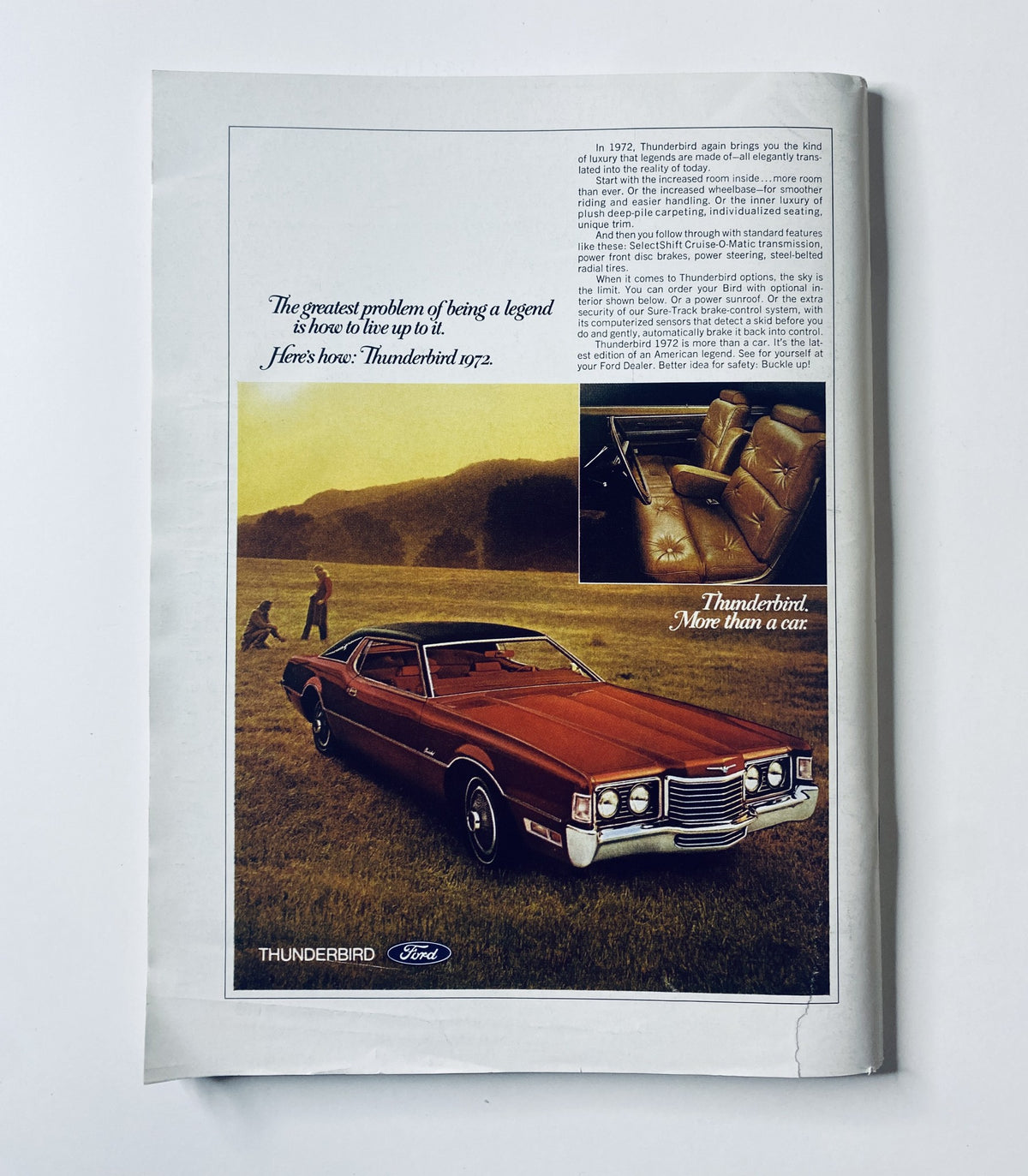 The New Yorker Magazine November 20, 1971 Abstract Radio Towers Cover by C. Martin, featuring an advertisement for the 1972 Ford Thunderbird with a classic car parked on a grassy field, emphasizing the vehicle's legacy.