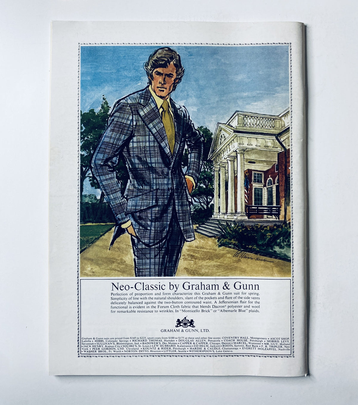 Back cover of The New Yorker Magazine April 1, 1972 featuring an advertisement for Neo-Classic style suits by Graham & Gunn.