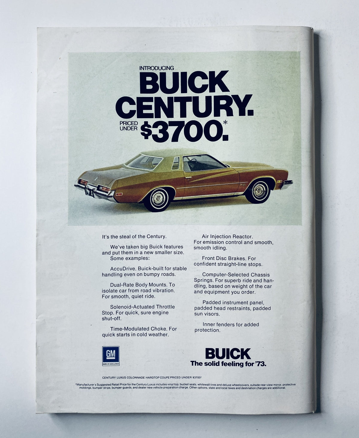 Back cover of The New Yorker Magazine, November 18, 1972, featuring an advertisement for the Buick Century priced under $3700.
