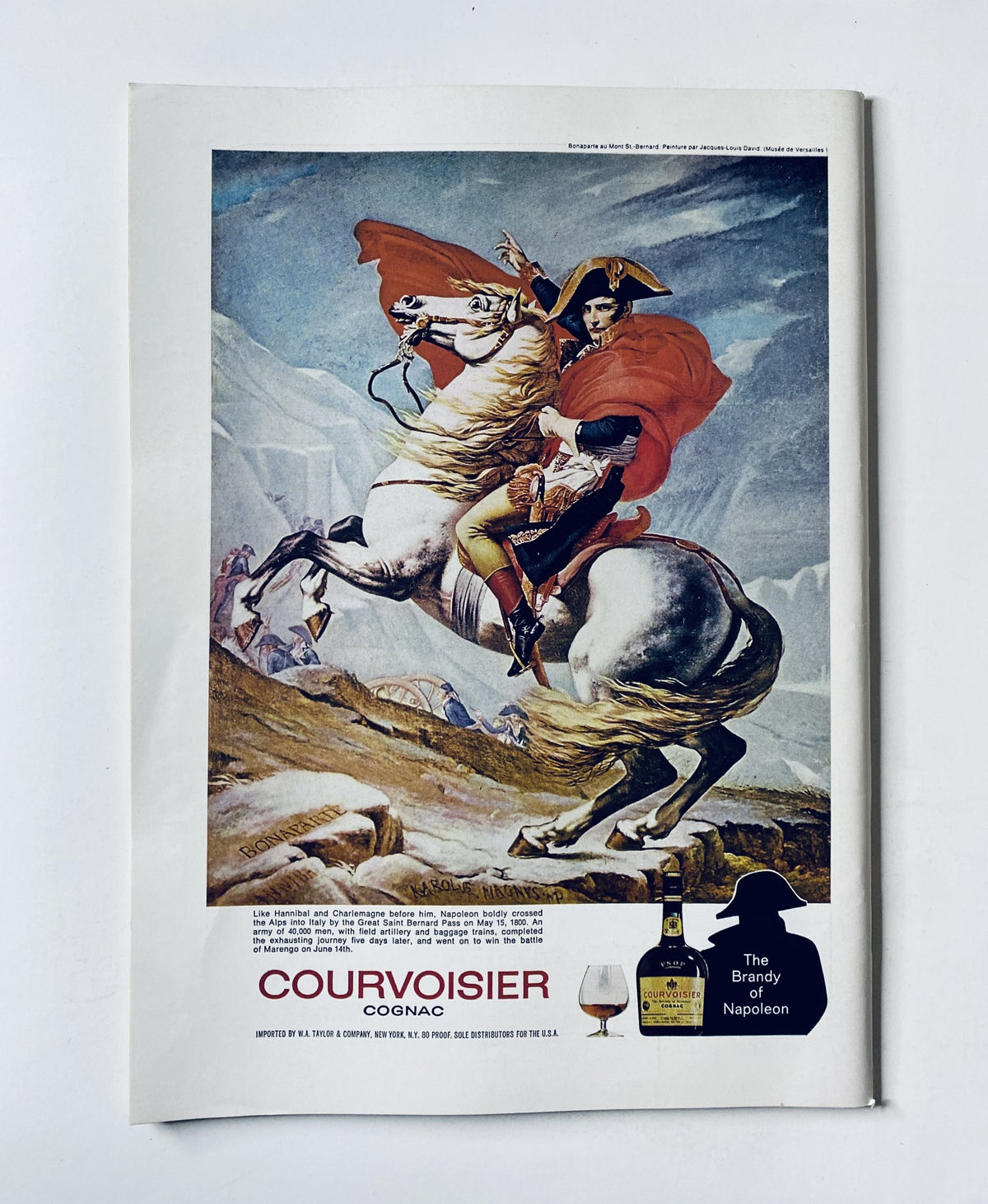 Back cover of The New Yorker Magazine September 10, 1973, showcasing an advertisement for Courvoisier Cognac, featuring a historical painting of Napoleon on horseback.
