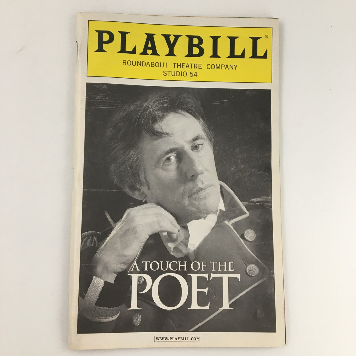 2005 Playbill for 'A Touch of the Poet' featuring a black and white cover image of the character, produced by Studio 54 under the Roundabout Theatre Company.