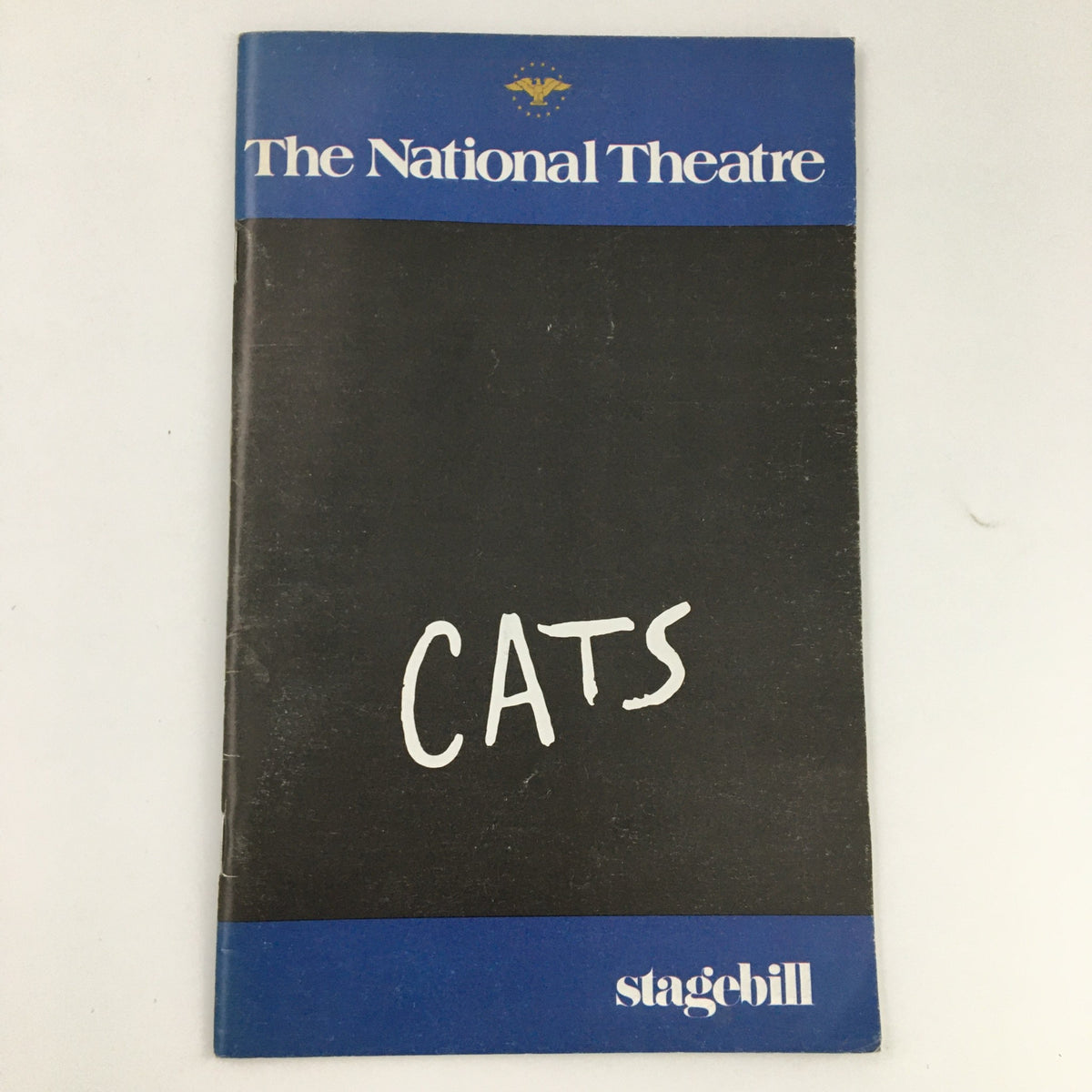 1984 Stagebill from the National Theatre's production of 'Cats,' featuring the iconic black cover with white lettering. A collectible piece of theatrical history.