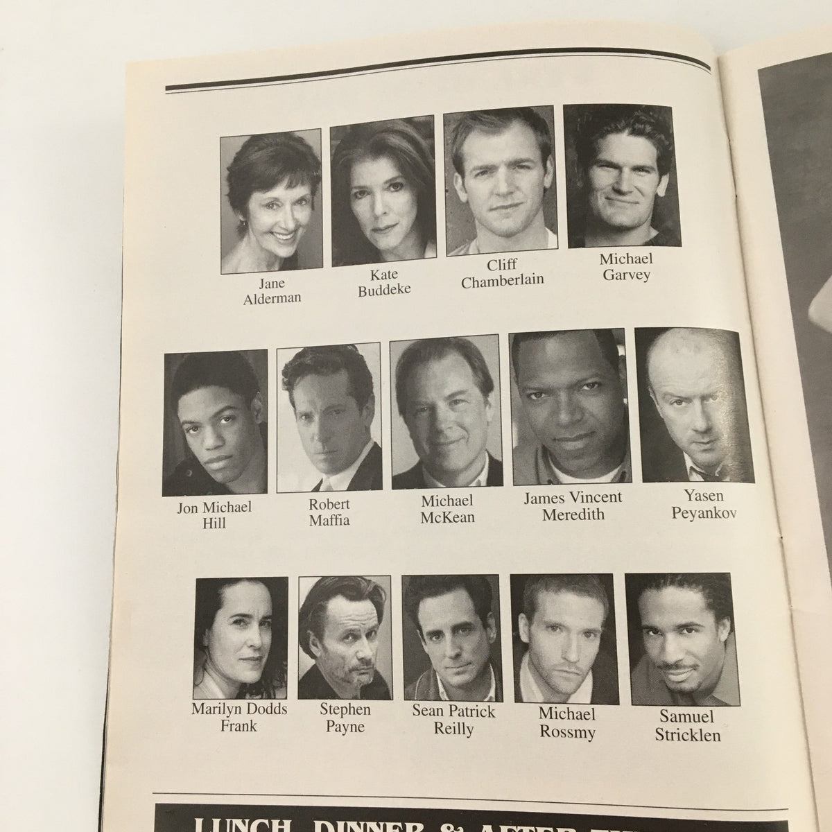 2009 Playbill for The Music Box 'Superior Donuts' featuring cast portraits including Jane Alderman, Kate Buddeke, and others.