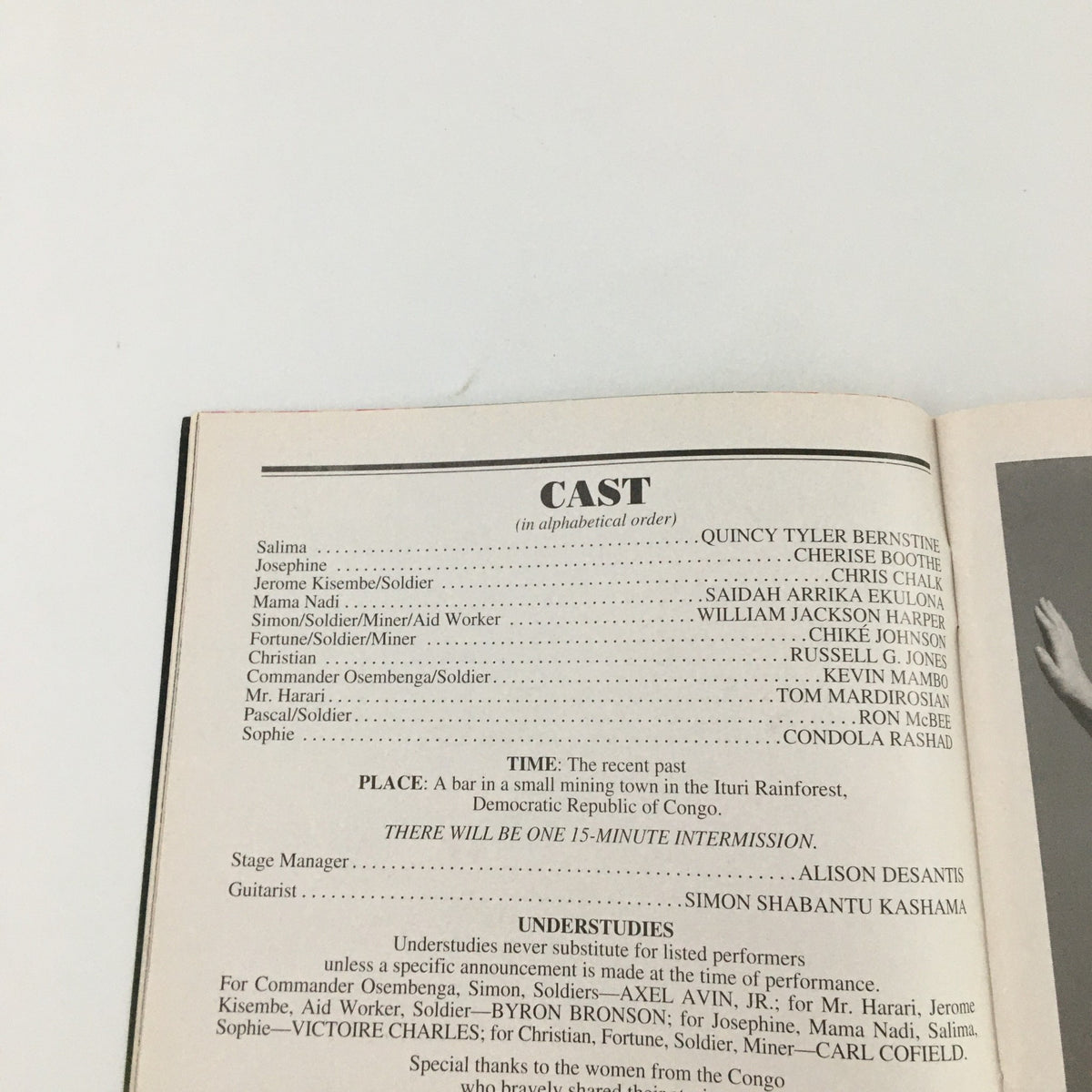 2009 Playbill from Manhattan Theatre Club production of 'Ruined', featuring the cast list including Quincy Tyler Bernstine, Chris Chalk, and others, showcasing this notable theatrical work.