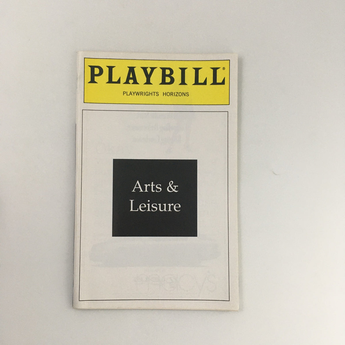 1996 Playbill from Playwrights Horizons featuring 'Arts & Leisure' cover design, showcasing the production title in a classic theater style.
