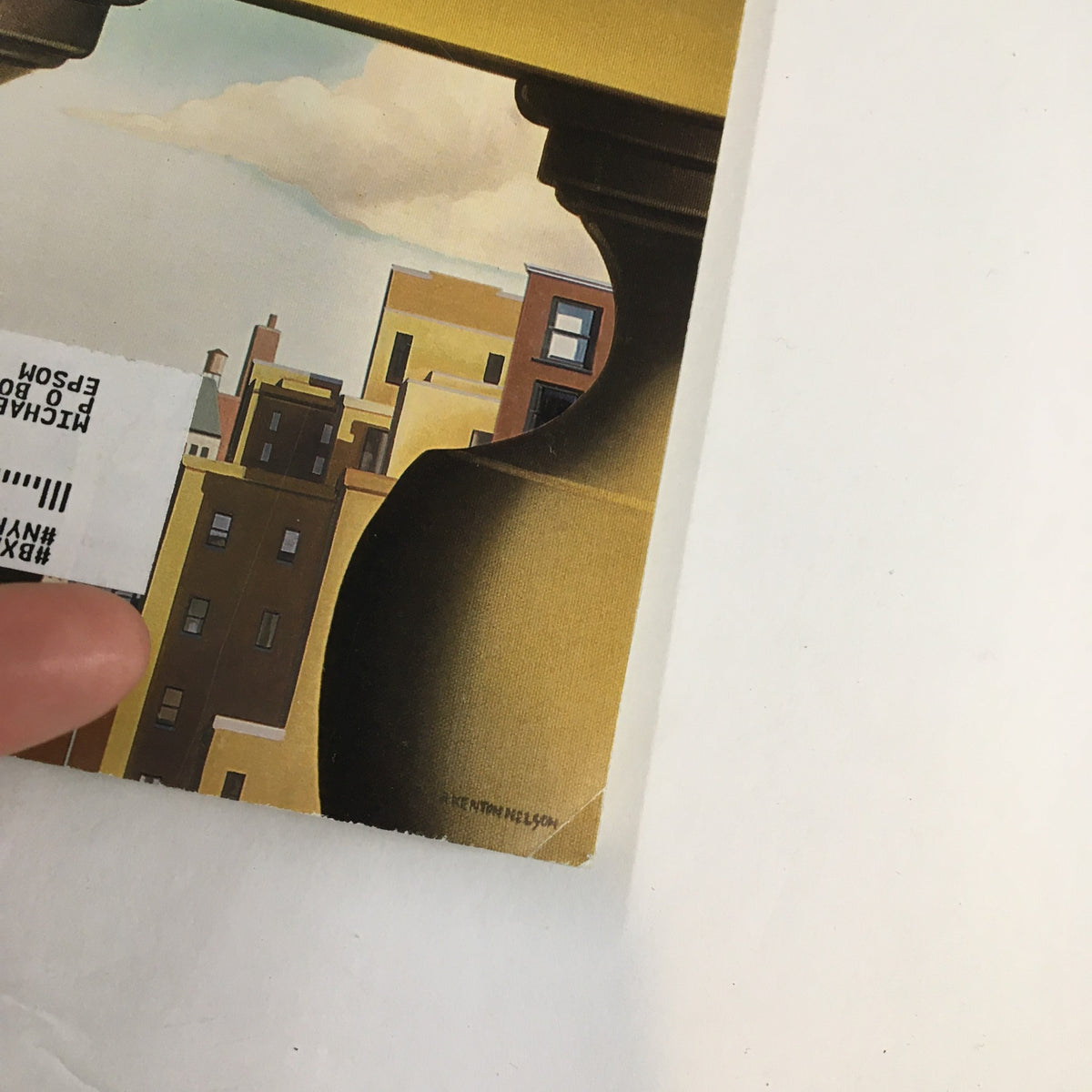 Close-up of the cover art on The New Yorker Magazine April 21, 2003, highlighting the signature of artist Kenton Nelson.