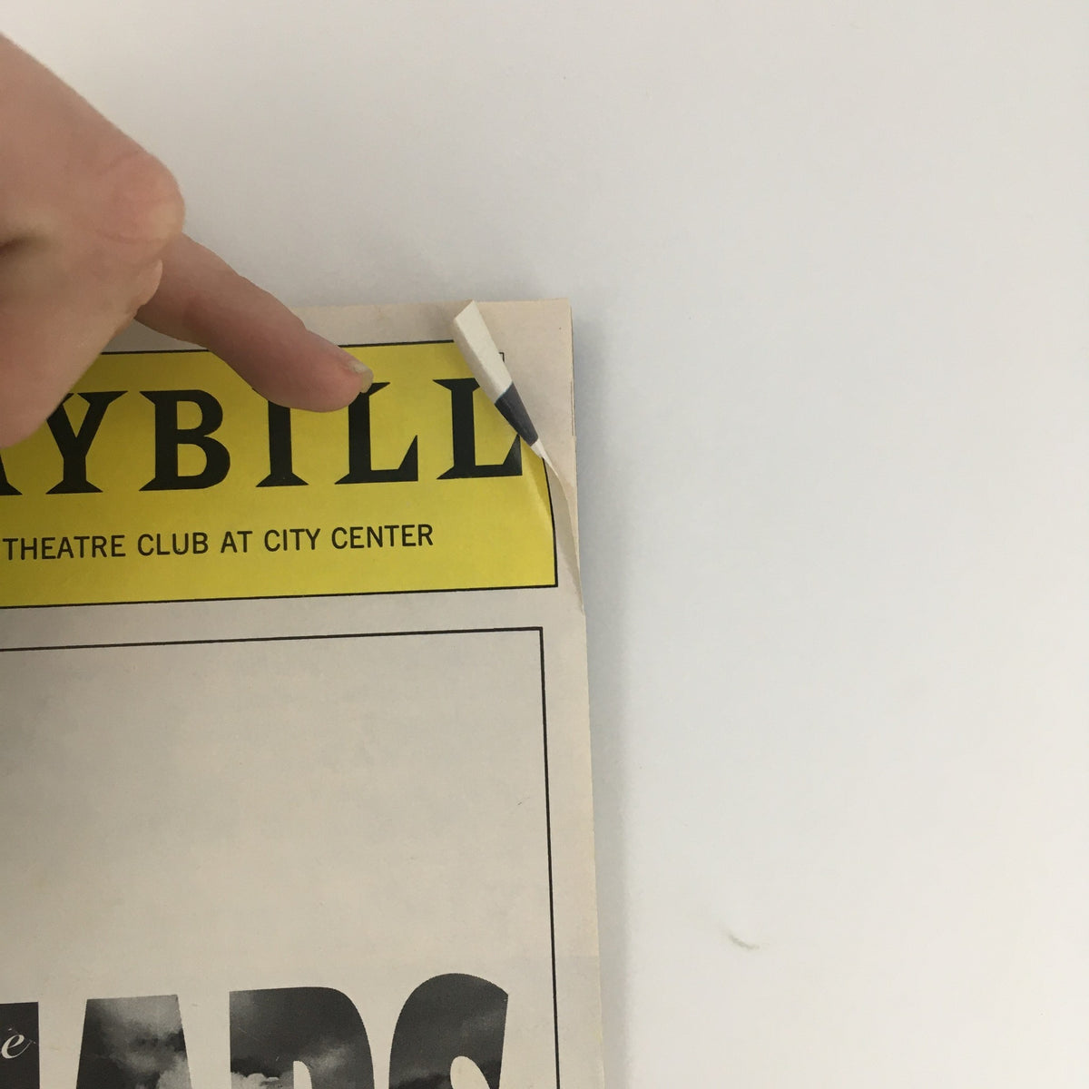 Close-up of a 1993 Playbill from the Manhattan Theatre Club production of 'The Years', showing the title and a bent corner, indicative of its vintage appeal.