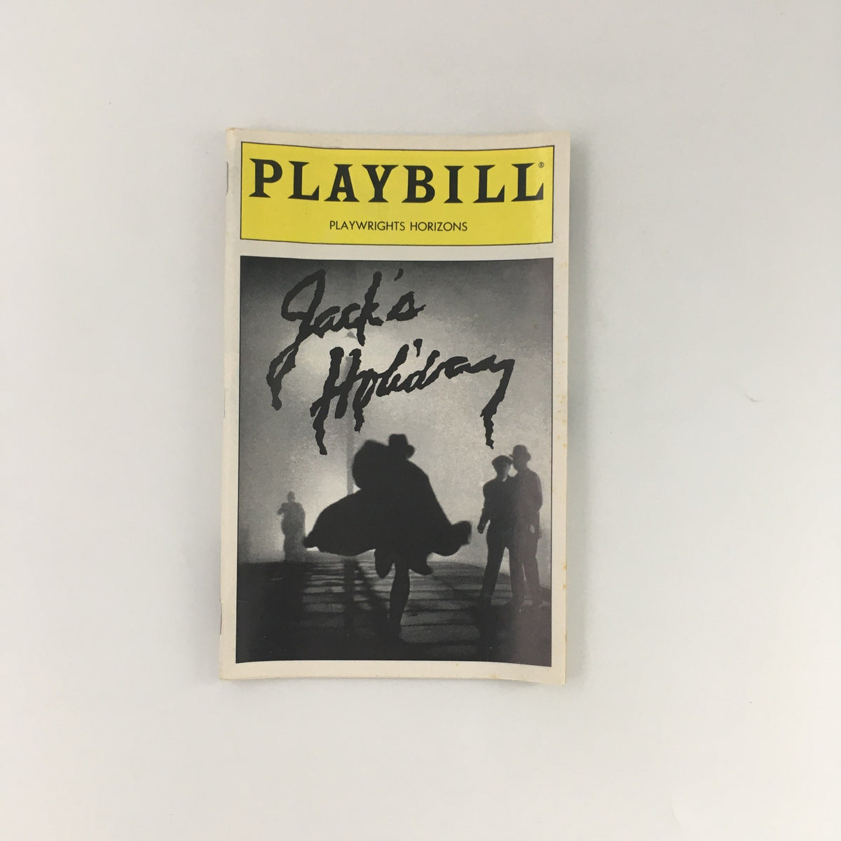 1995 Playbill for 'Jack's Holiday' at Playwrights Horizons featuring a silhouette of actors on stage.
