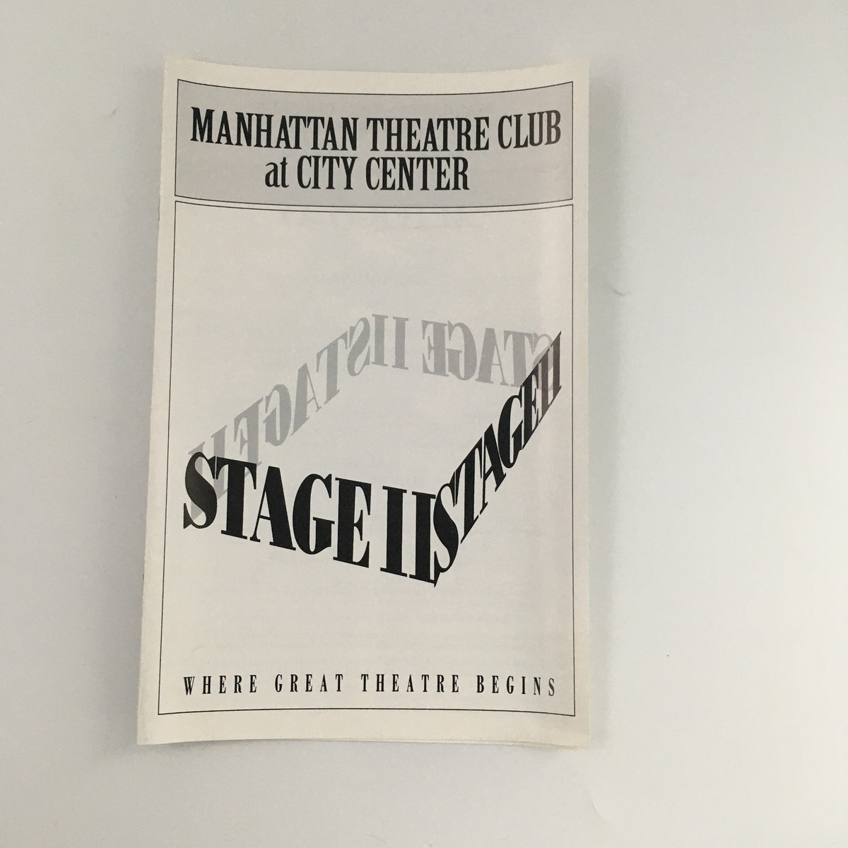 Cover of the 1995 Stage II Manhattan Theatre Club brochure featuring the title 'Stage II' at City Center.