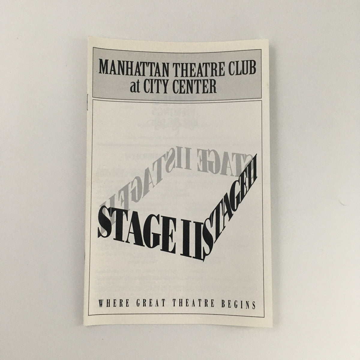 Cover of the 1996 Manhattan Theatre Club Stage II program for 'Three Viewings' featuring the title in bold lettering.