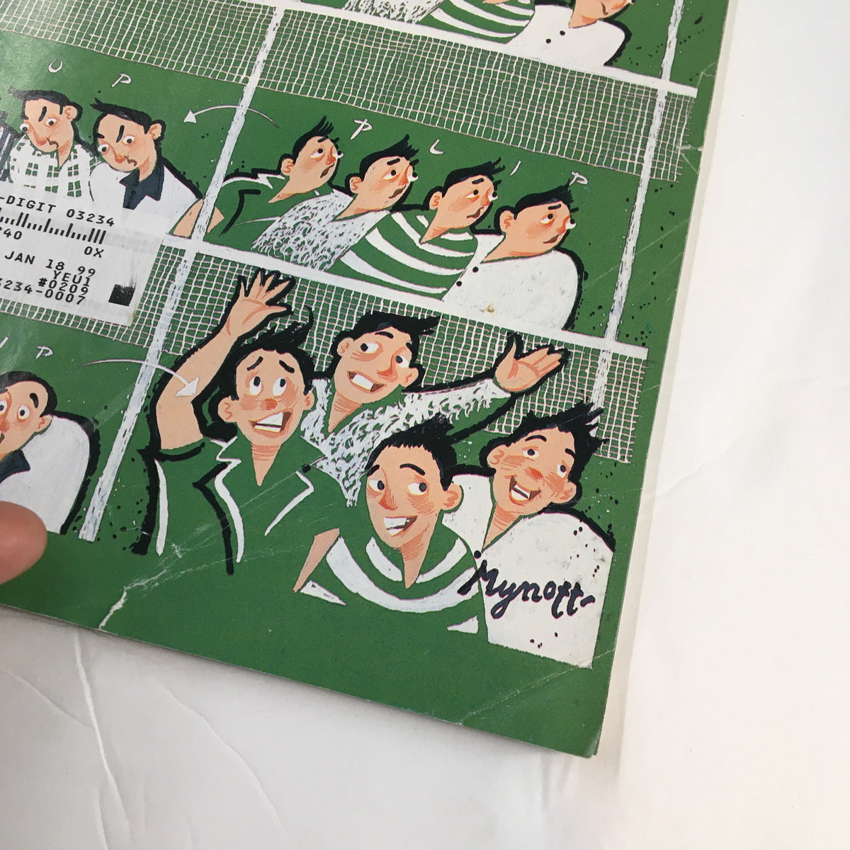Close-up of the cover of The New Yorker Full Magazine September 8, 1997 depicting playful tennis-themed illustrations and the title Game, Set & Match by Lawrence Mynott.