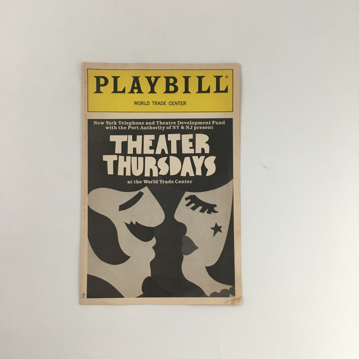 1989 Playbill World Trade Center 'Into the Woods', featuring a unique cover design for Theater Thursdays at the World Trade Center.