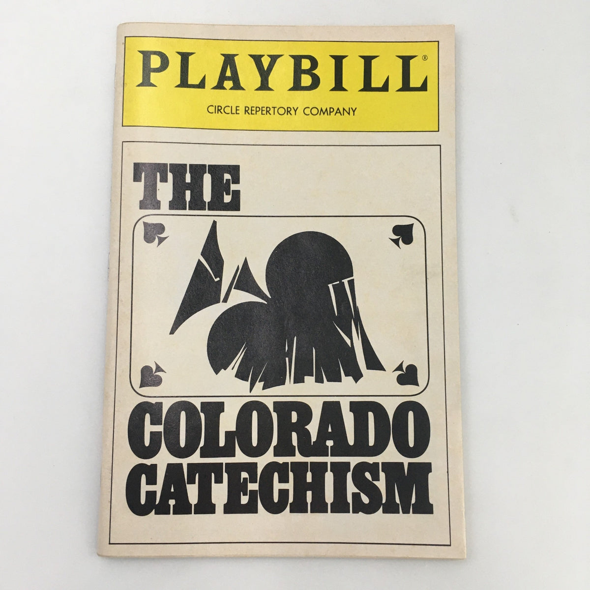 1990 Playbill for The Colorado Catechism by Vincent Cardinal, showcasing the title and graphics on the cover.