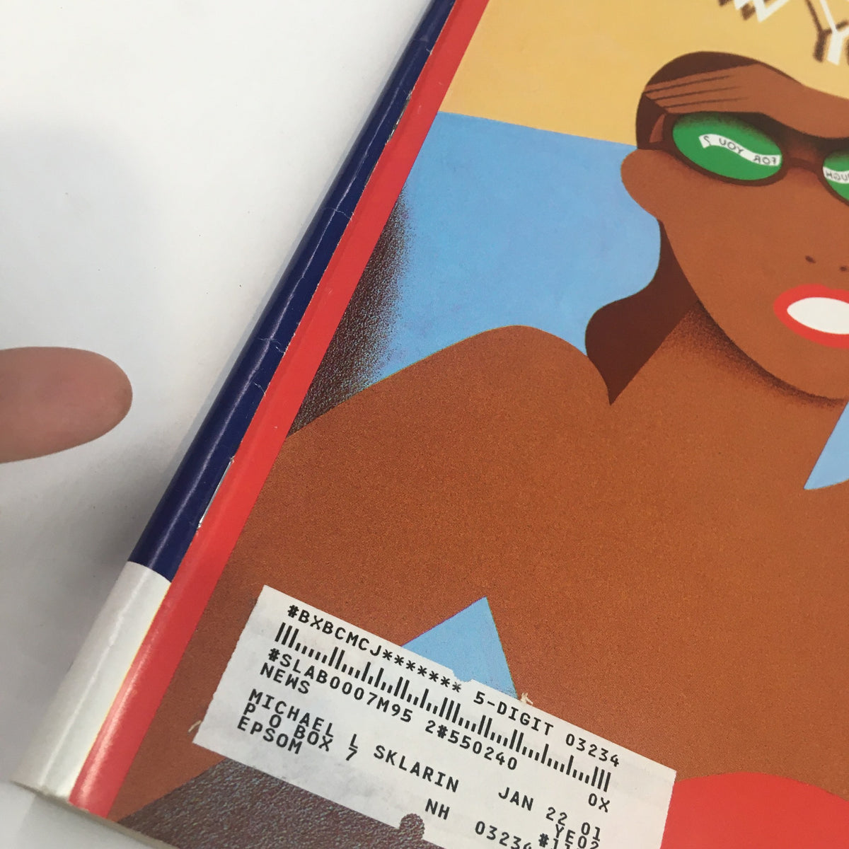 Side view of The New Yorker Magazine, July 26, 1999, showing the spine and cover details, including the price and an address label.