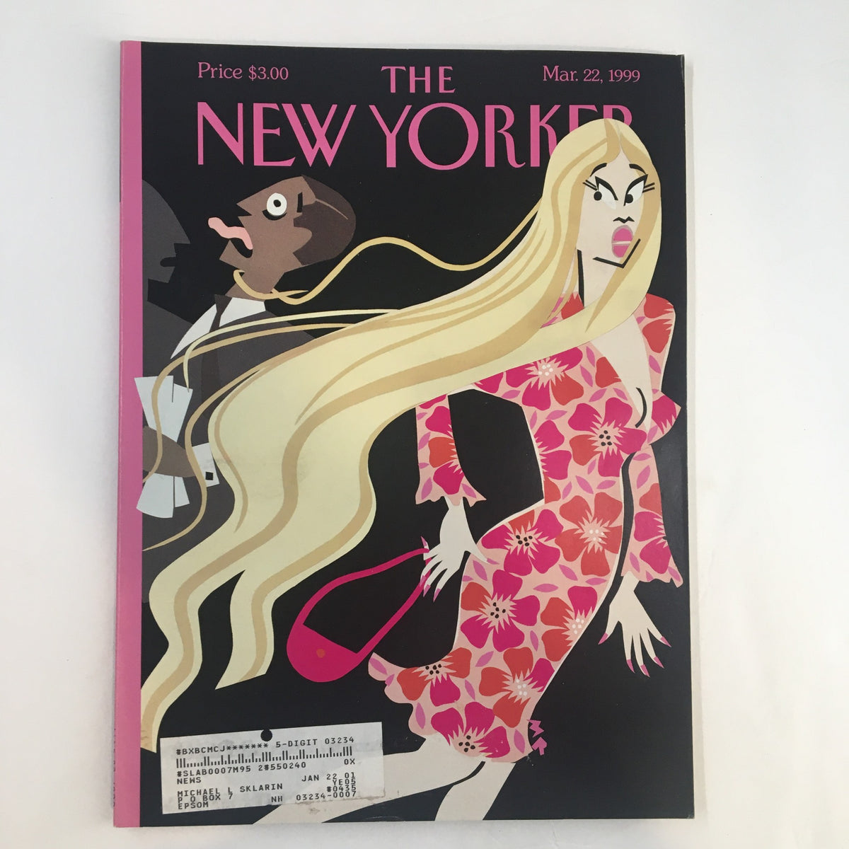 The New Yorker Full Magazine March 22 1999, featuring the vibrant cover design with a striking illustration of a woman and a man, reflecting the issue's theme 'Cruel Extensions' by Michael Roberts.