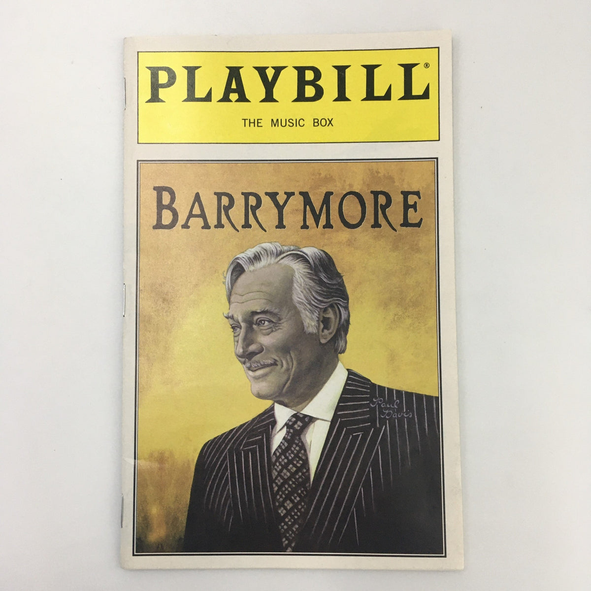 Cover of 1997 Playbill The Music Box 'Barrymore' featuring Christopher Plummer with a portrait illustration.
