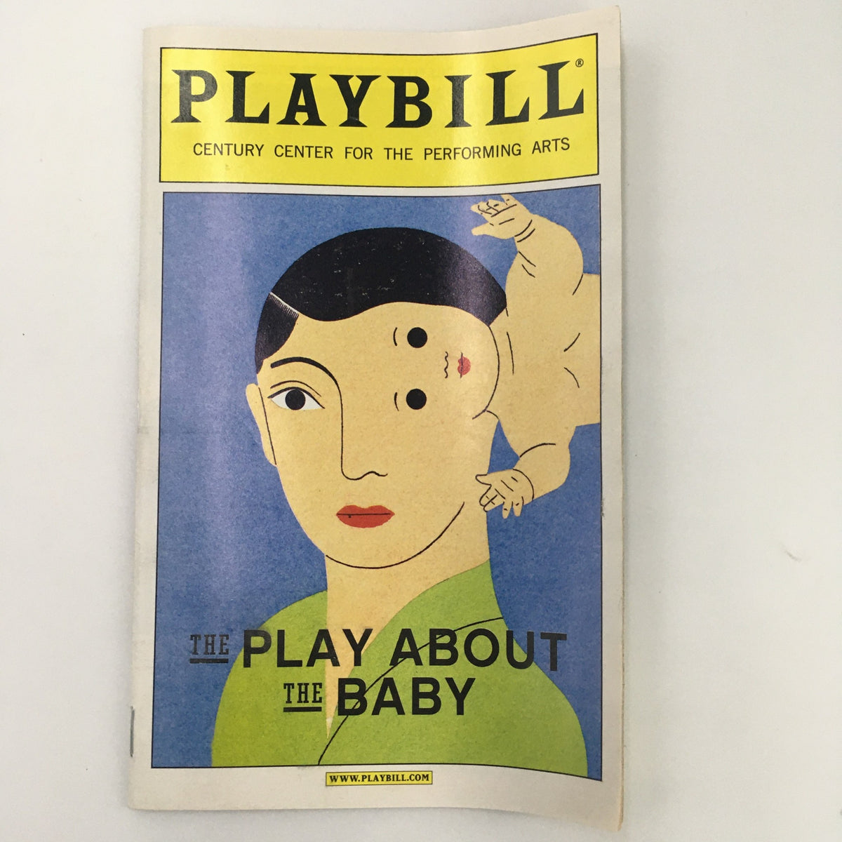 2001 Playbill The Century Theater 'The Play About The Baby' featuring a unique cover design depicting a face and a baby.