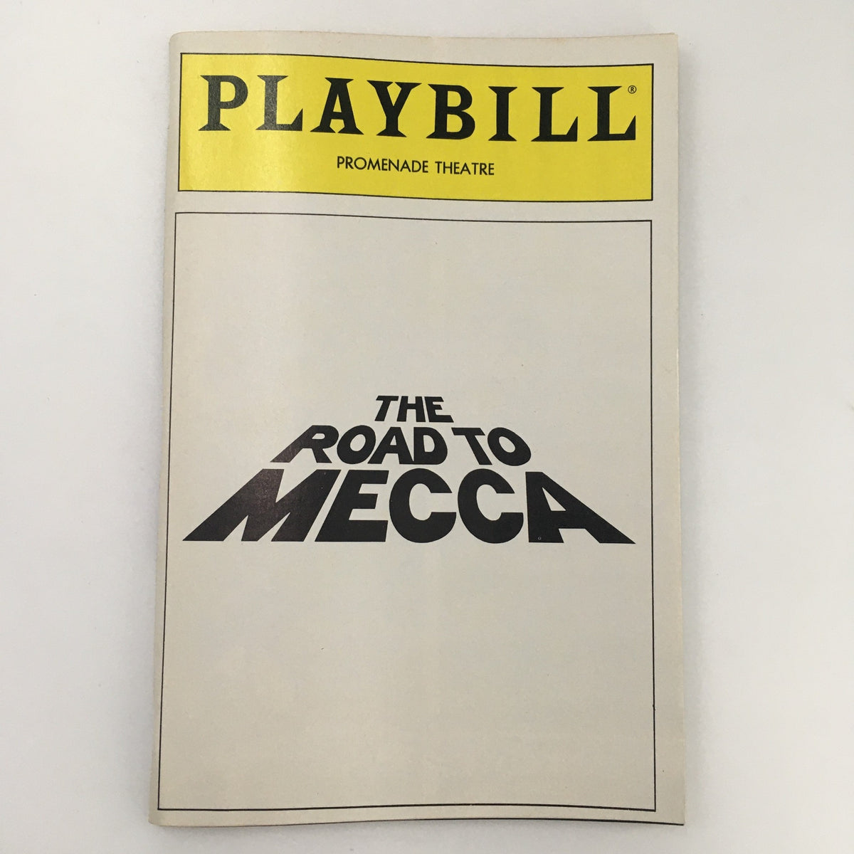 1988 Playbill for 'The Road to Mecca' at the Promenade Theatre, featuring a minimalist cover design.