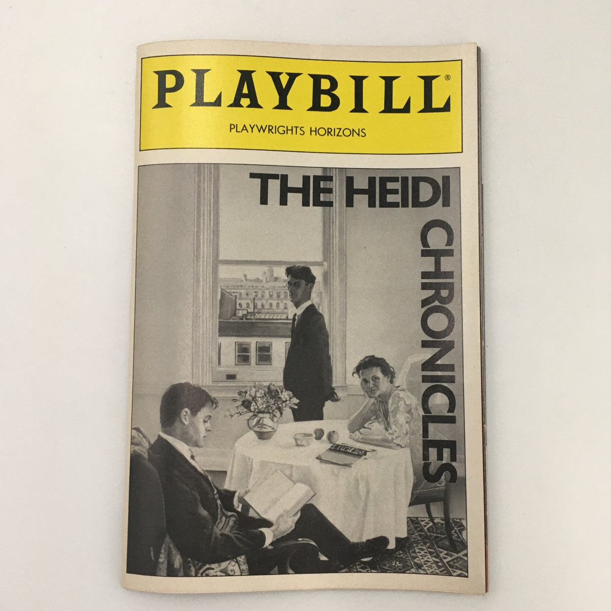 1989 Playbill for 'The Heidi Chronicles' at Playwrights Horizons featuring Joan Allen and Anne Lange, showcasing a classic cover design with a black and white image of characters in a domestic setting.