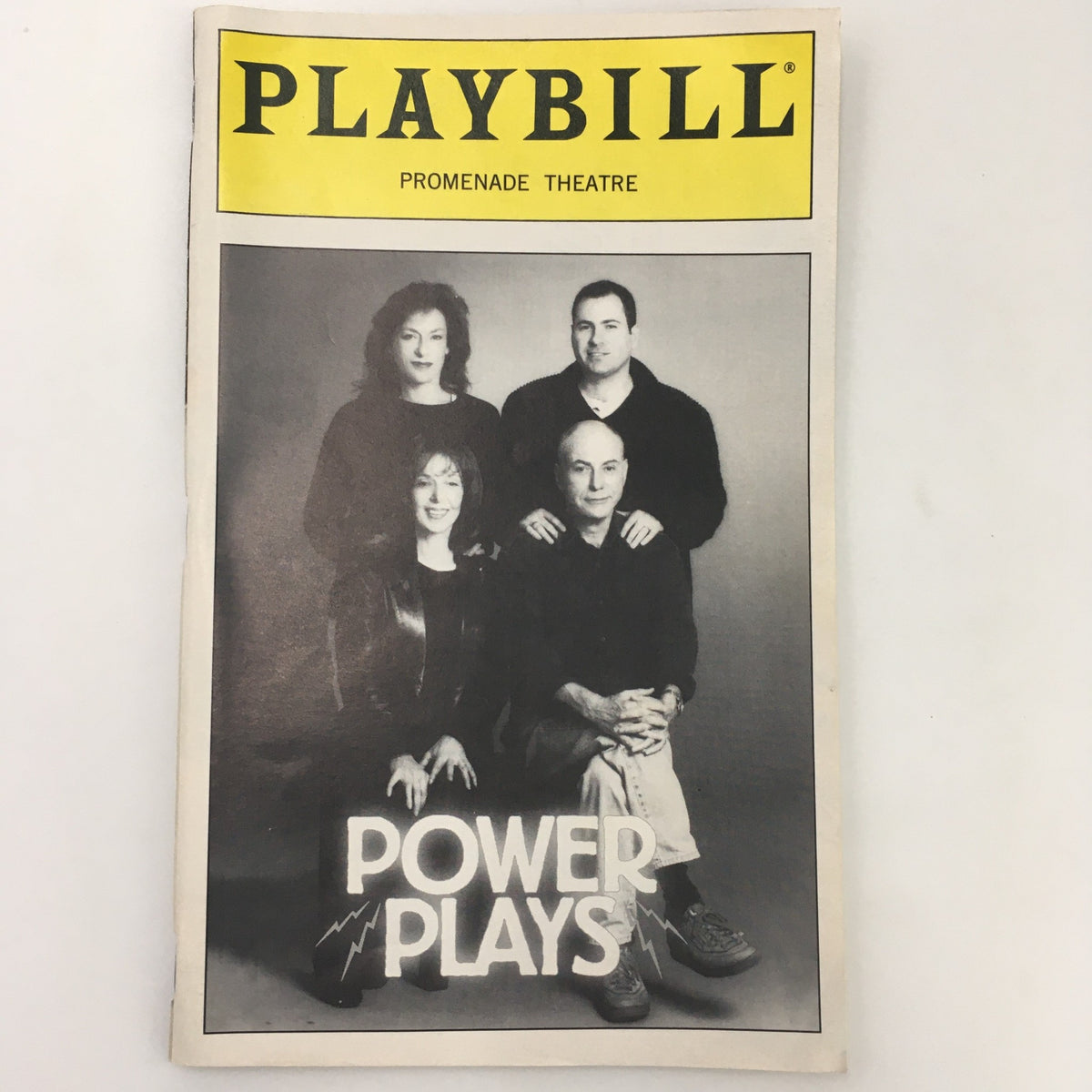 1998 Playbill The Promenade Theater 'Power Plays' featuring a black and white photo of the cast including Elaine May and Alan Arkin with the title 'POWER PLAYS' prominently displayed.
