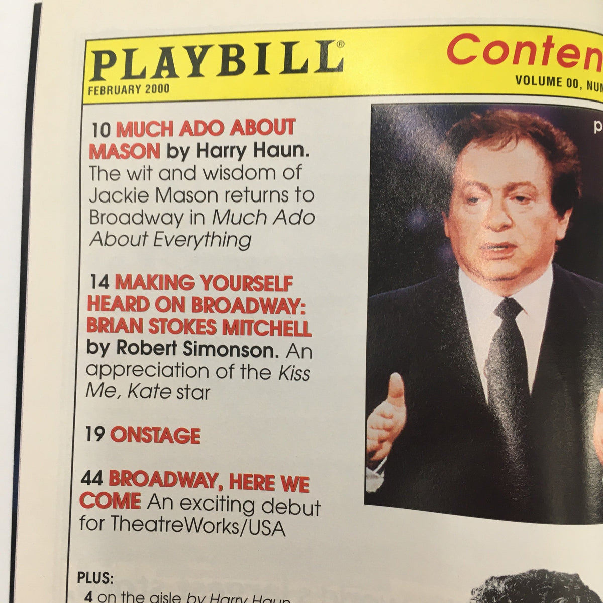 2000 Lincoln Center Theater 'The Time of the Cuckoo' Playbill content page featuring a profile of a performer.