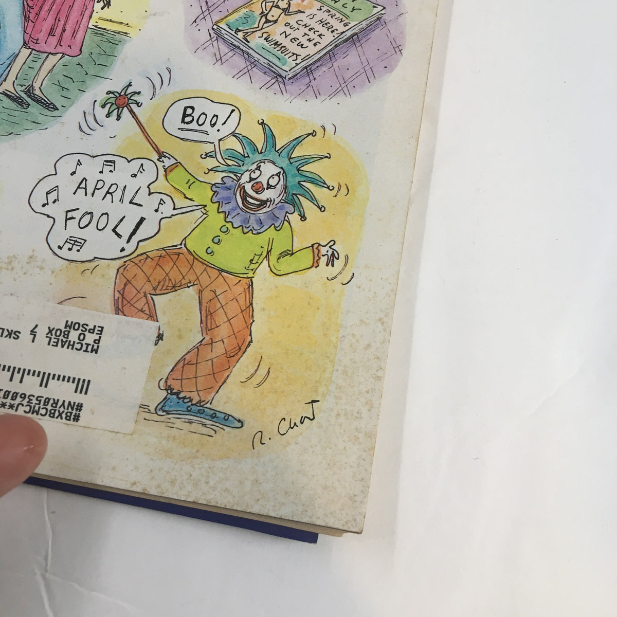 Close-up of the cover art from The New Yorker Full Magazine April 1 2002, showcasing a whimsical clown character with colorful attire, celebrating April Fools' Day with playful expressions.