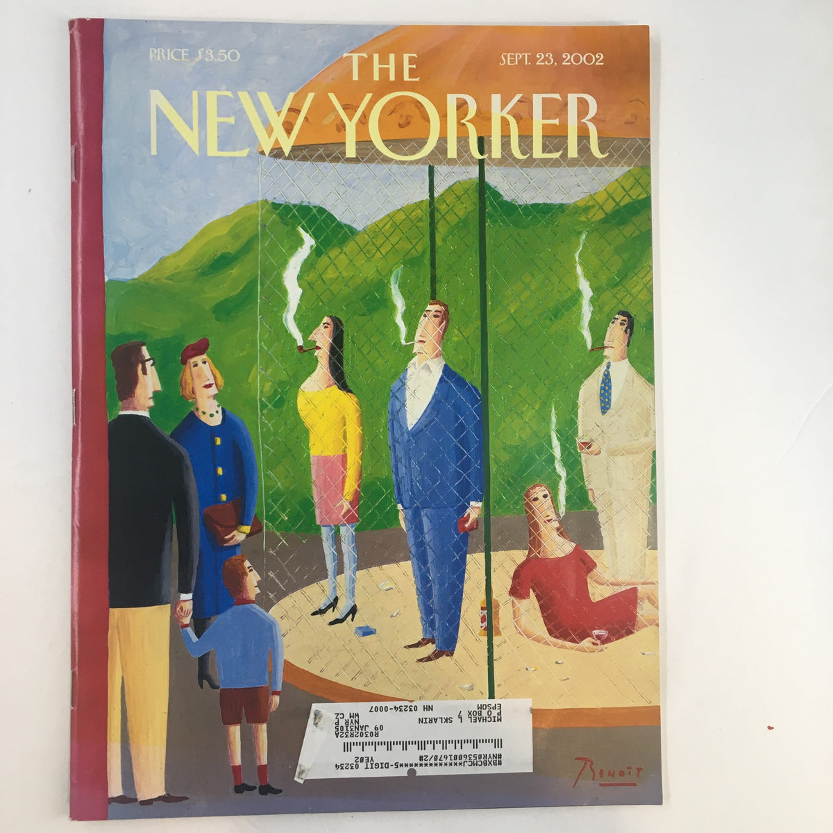 The New Yorker Full Magazine September 23 2002 cover featuring an artistic depiction of people engaging with nature and the theme of endangered species by B. van Innis.