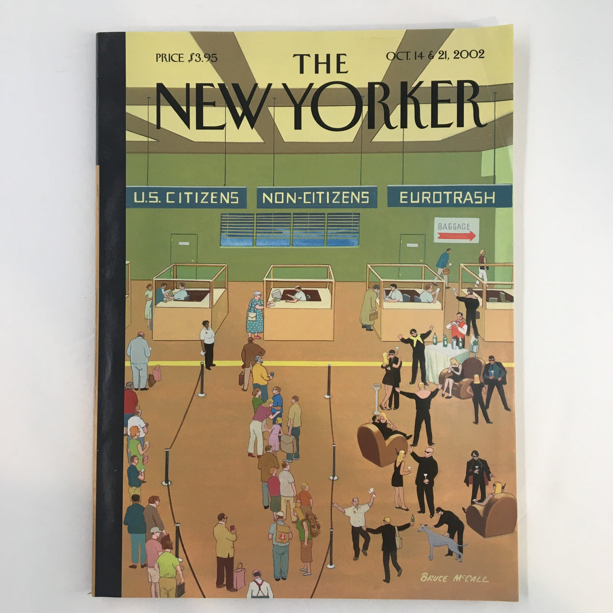 Cover of The New Yorker magazine dated October 14, 2002, featuring the illustration 'Differences' by Bruce McCall, depicting various characters in a stylized setting related to citizenship.