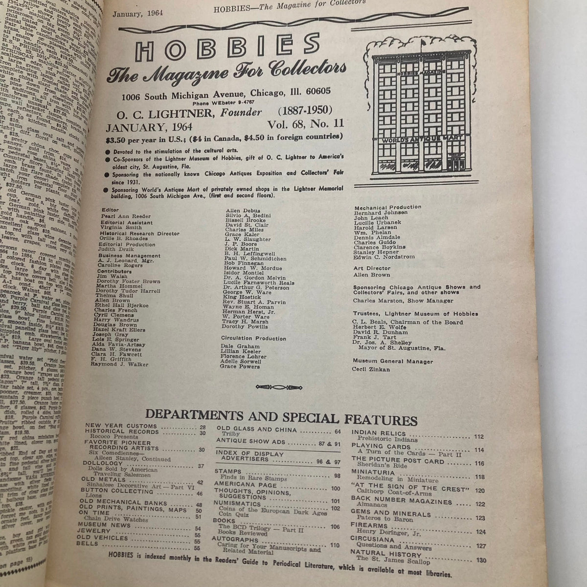 Vintage Hobbies Magazine January 1964 Vol 68 No. 11 Skeleton Clocks No Label