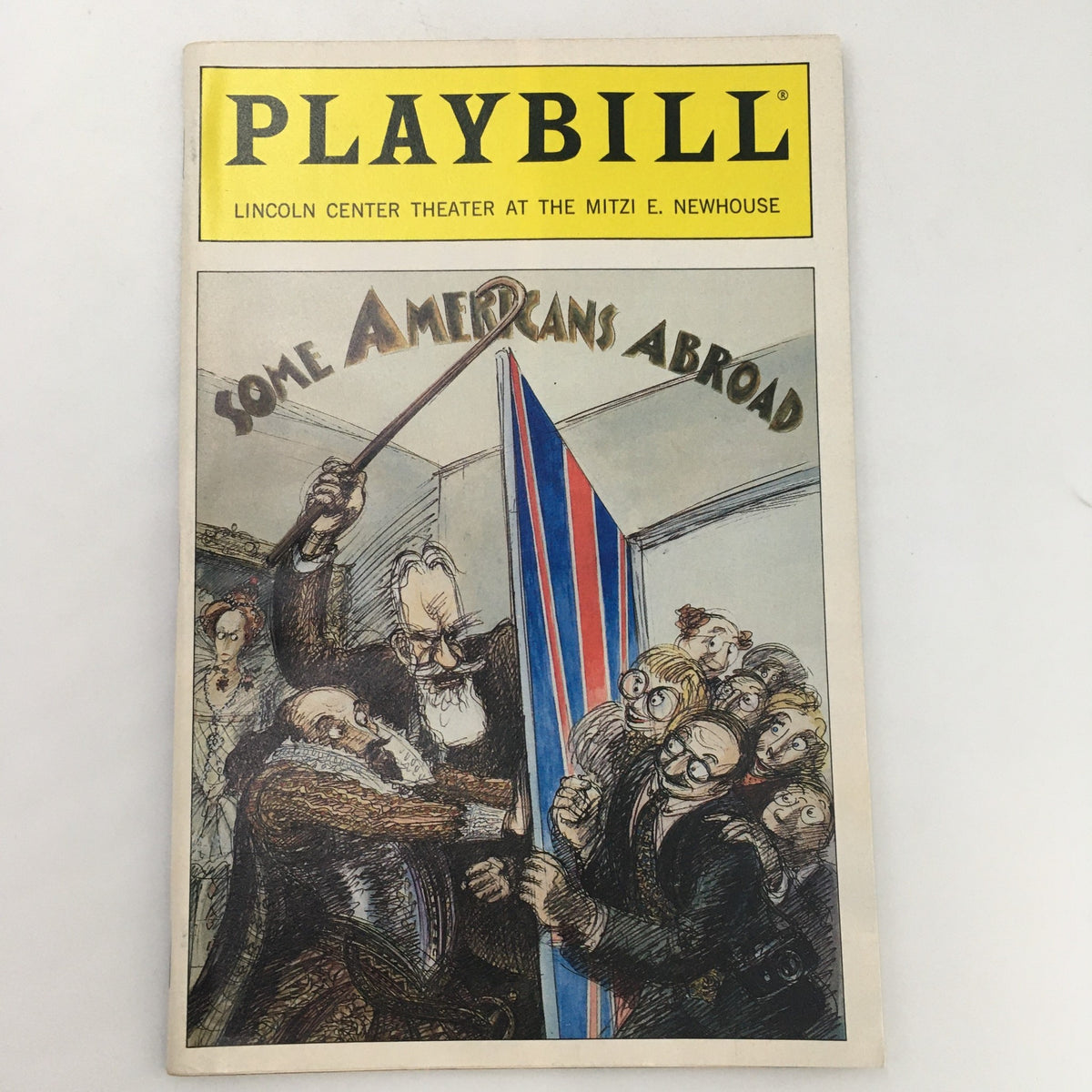 1990 Playbill for Some Americans Abroad by Richard Nelson featuring an illustrated cover from the Mitzi E. Newhouse Theater.