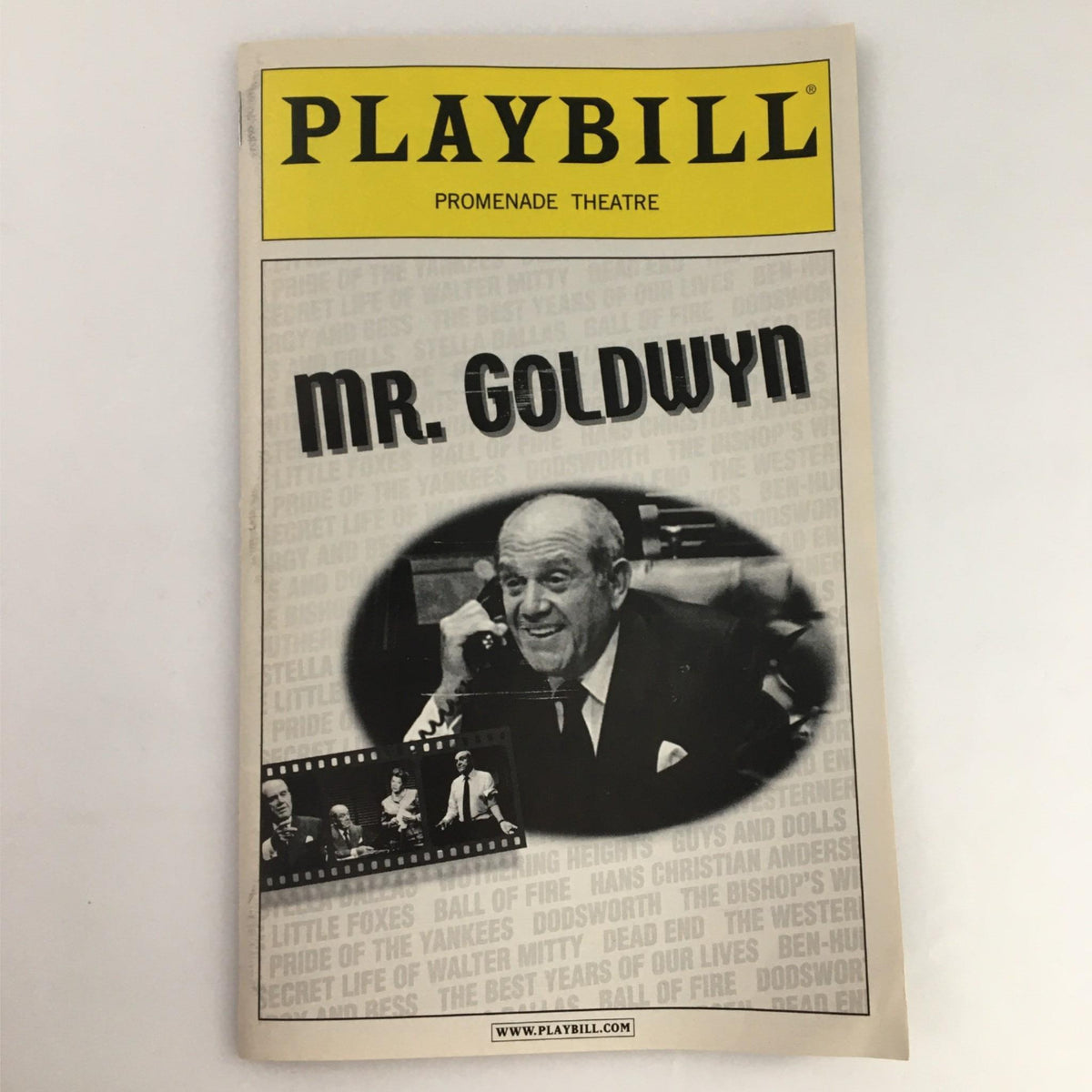 Cover of the 2002 Playbill for 'Mr. Goldwyn' produced by Promenade Theatre, featuring a portrait of the character.