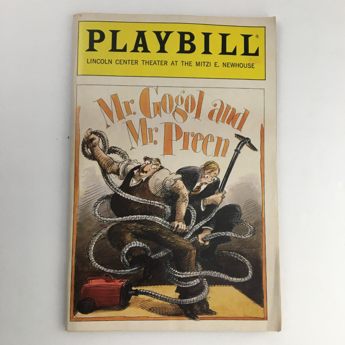 1991 Playbill for Mr. Gogol and Mr. Preen by Lincoln Center Theater featuring a colorful illustrated cover with characters entangled in ropes.