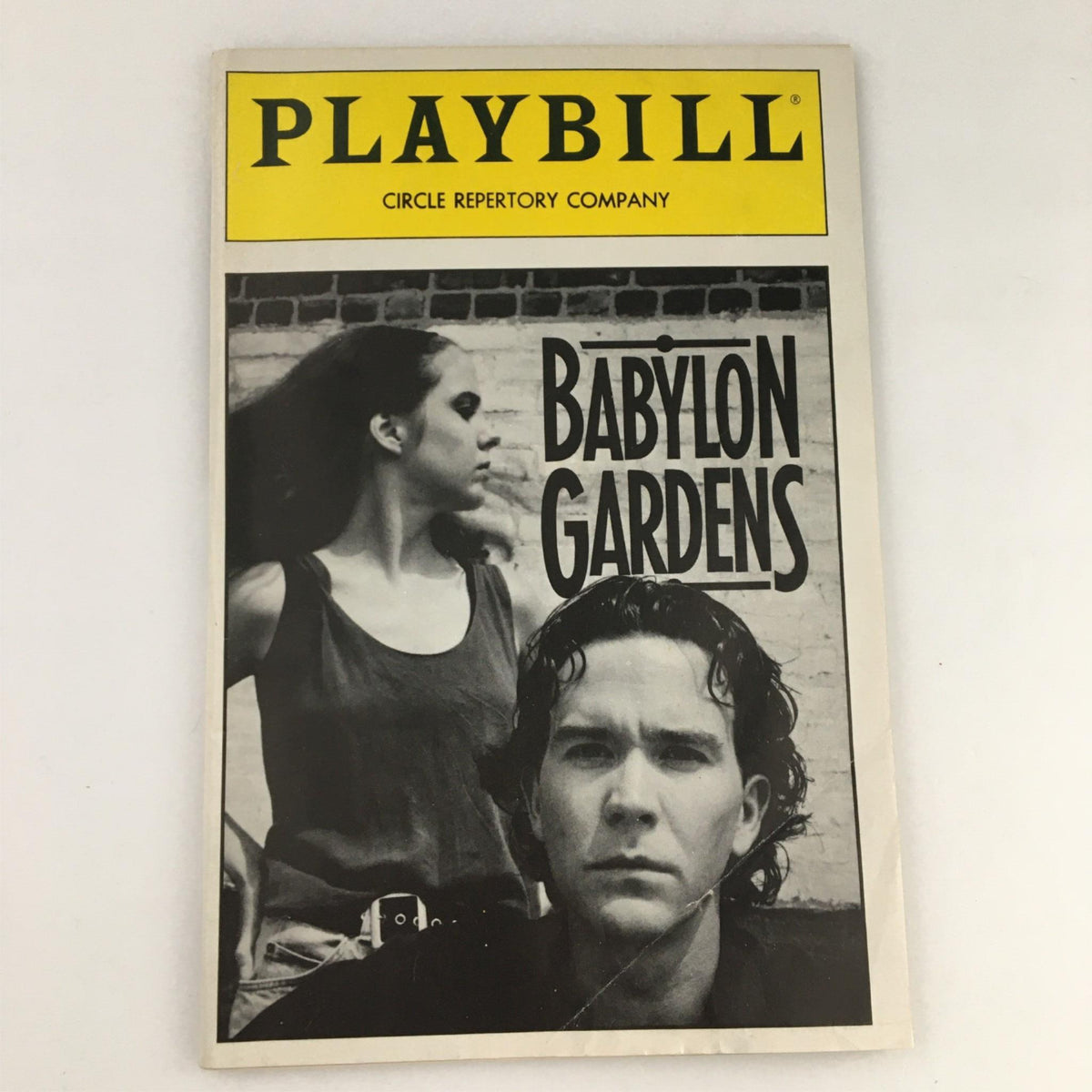 1991 Playbill for 'Babylon Gardens' by Circle Repertory Company featuring two characters in a black and white photograph.