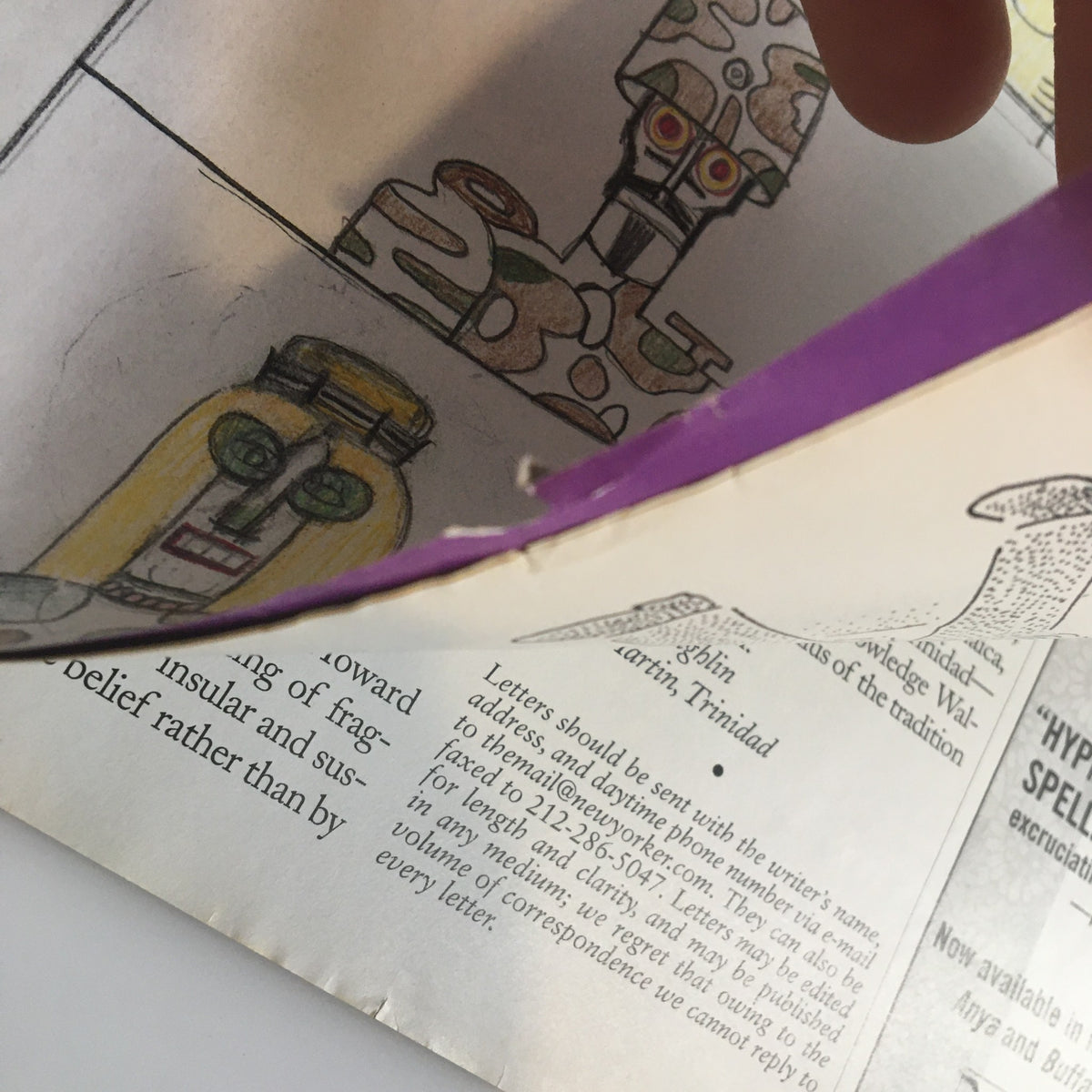 Interior view of The New Yorker Full Magazine March 8 2004, showcasing pages with colorful artwork and text, highlighting Saul Steinberg's 'Gospel Truths'.