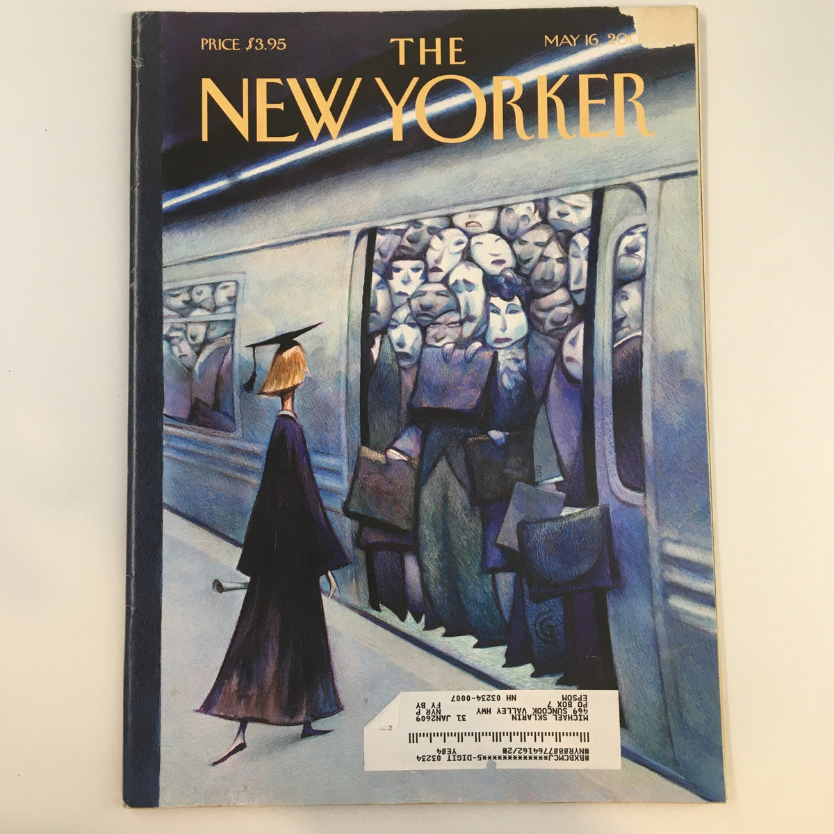 Cover of The New Yorker magazine dated May 16, 2005, featuring artwork by Carter Goodrich with a scene of a woman standing in front of a crowded subway.