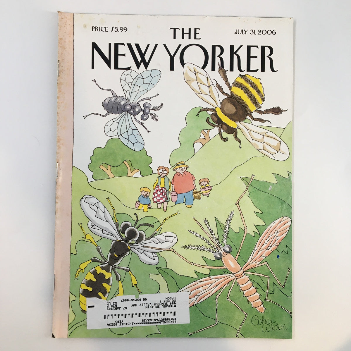 The New Yorker Full Magazine July 31 2006 with whimsical insects illustrated on the cover by Gahan Wilson, showcasing a vintage artistic design.