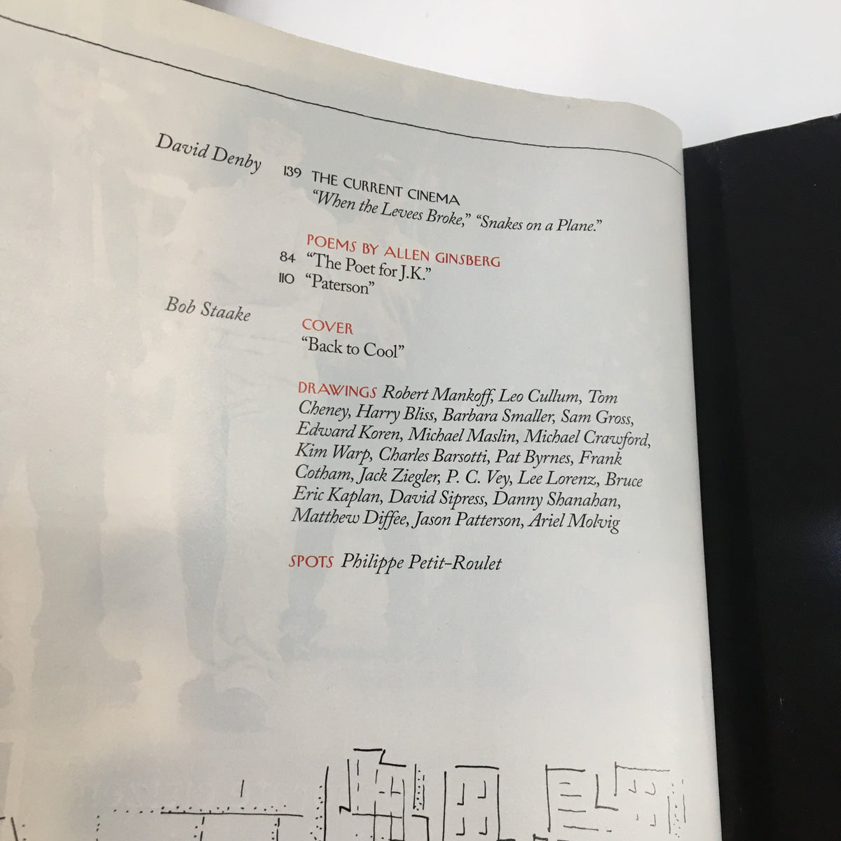 Table of contents page from The New Yorker Magazine September 4 2006, including a cover illustration 'Back to Cool' by Bob Staake and credits for contributors.