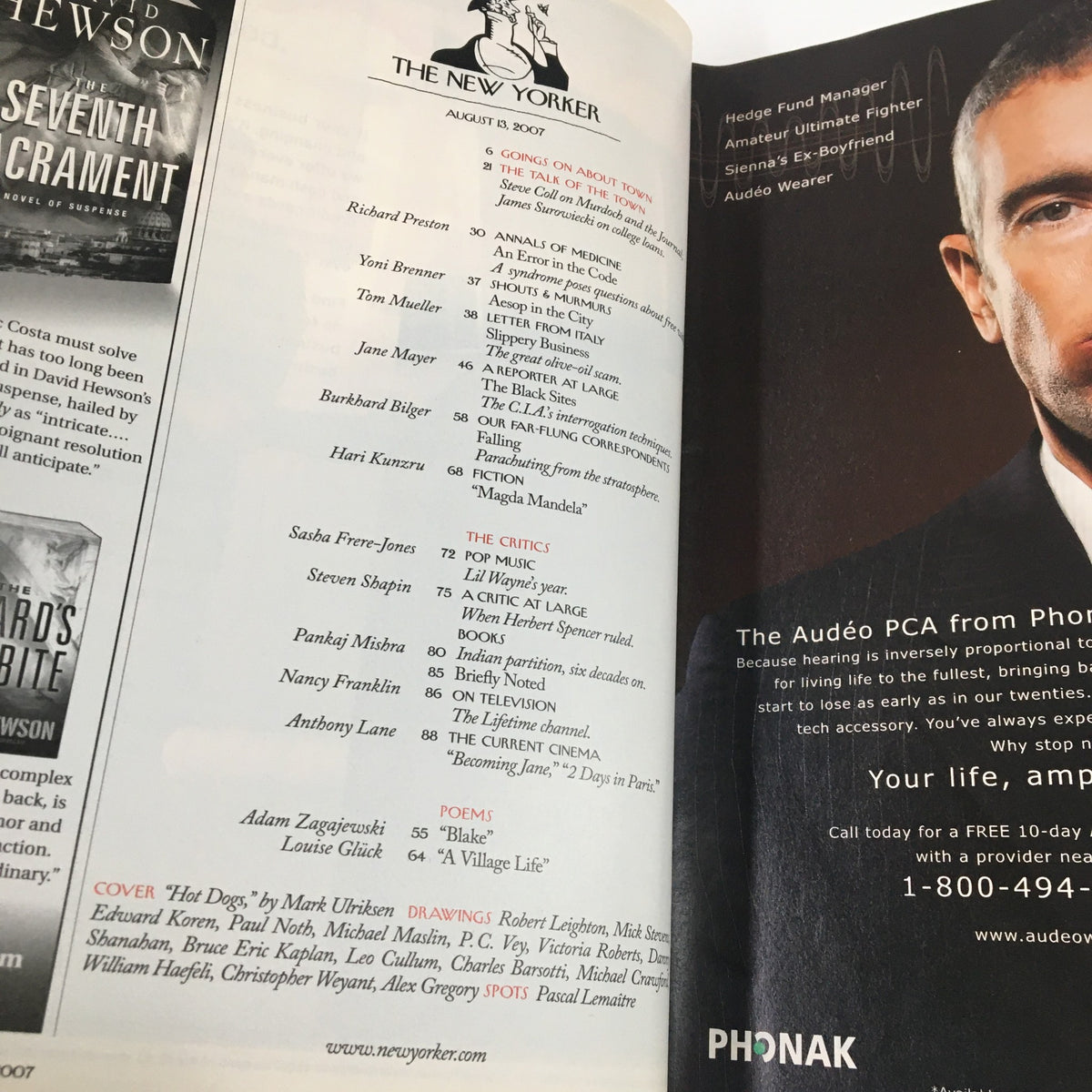 Interior page of The New Yorker magazine, August 13, 2007, displaying the title and contributions, emphasizing its vintage and collectible nature.