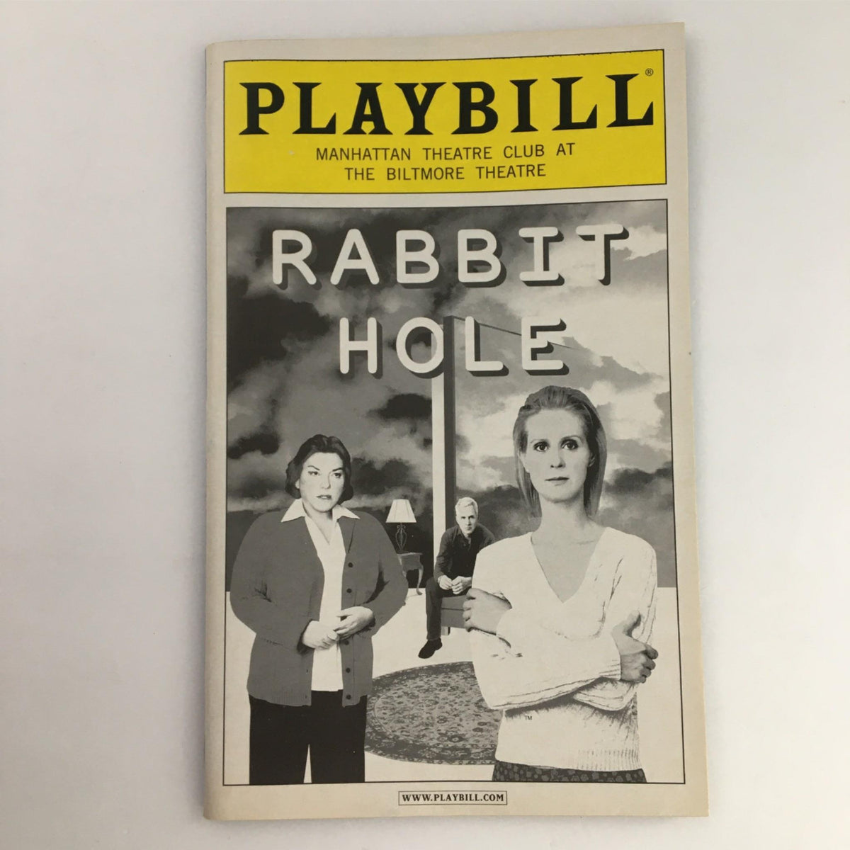 2006 Playbill for Rabbit Hole by Manhattan Theatre Club at the Biltmore Theatre featuring a black and white cover with actors in a dramatic pose.