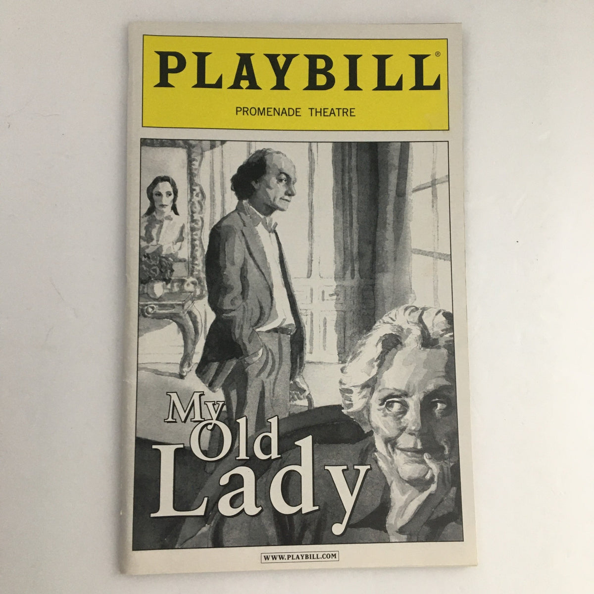 2002 Playbill from Promenade Theatre featuring 'My Old Lady' with a cover illustration showcasing the characters.