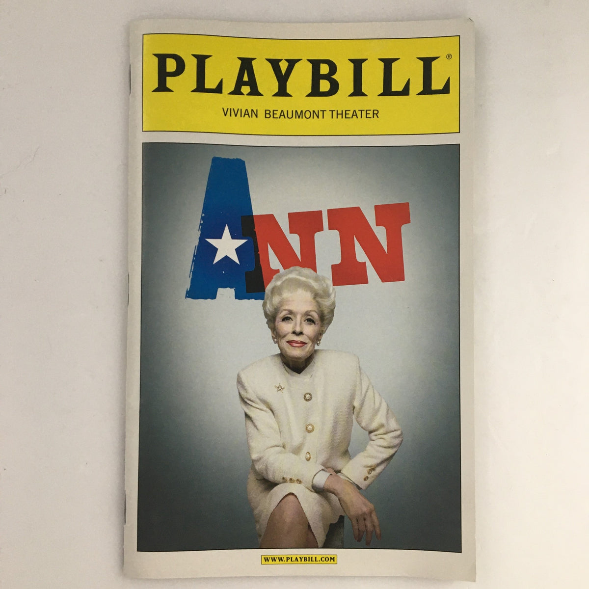 2013 Playbill from Vivian Beaumont Theater 'Ann' featuring a portrait of Holland Taylor as Ann Richards on the cover.