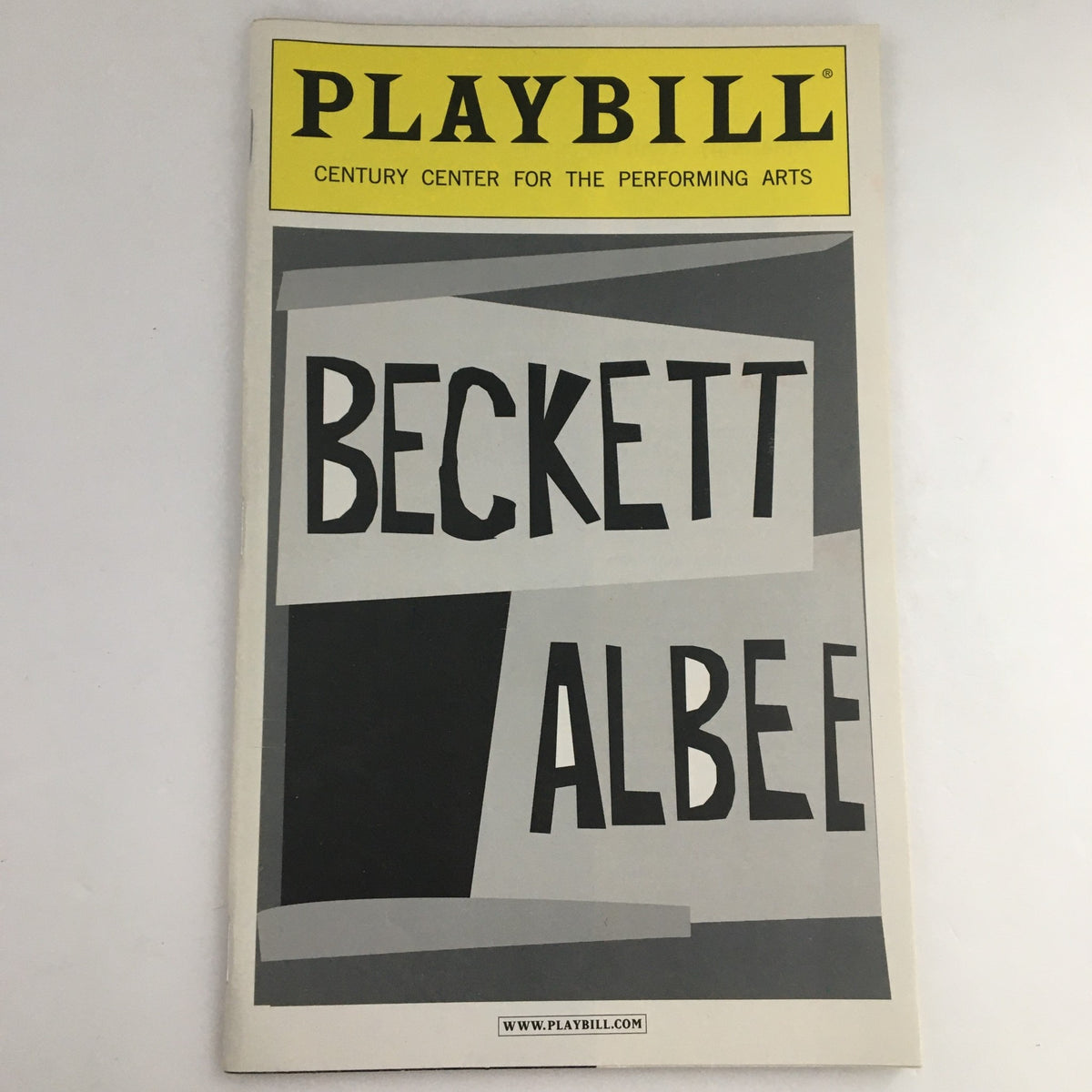 2003 Playbill for 'Beckett/Albee' at the Century Center featuring a modern design with bold typography representing the titles Beckett and Albee.