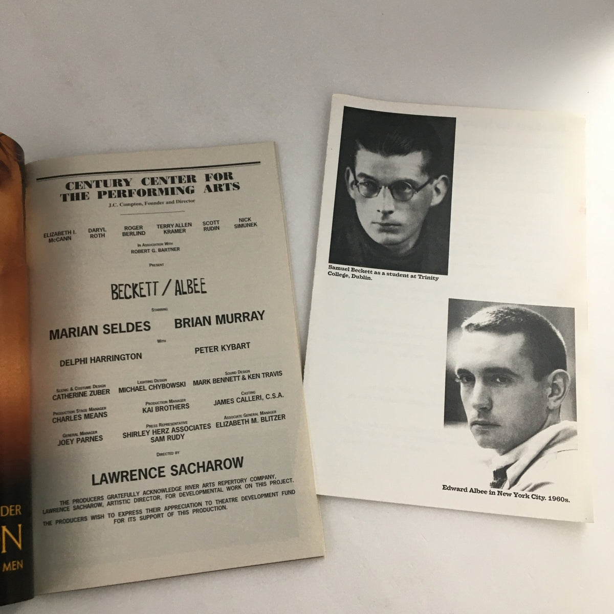 2003 Playbill for 'Beckett/Albee' featuring Marian Seldes and Brian Murray, showcasing cast details including director information and production credits.
