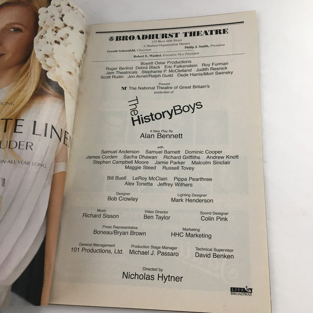2006 Playbill Broadhurst Theatre 'The History Boys' Samuel Anderson James Corden