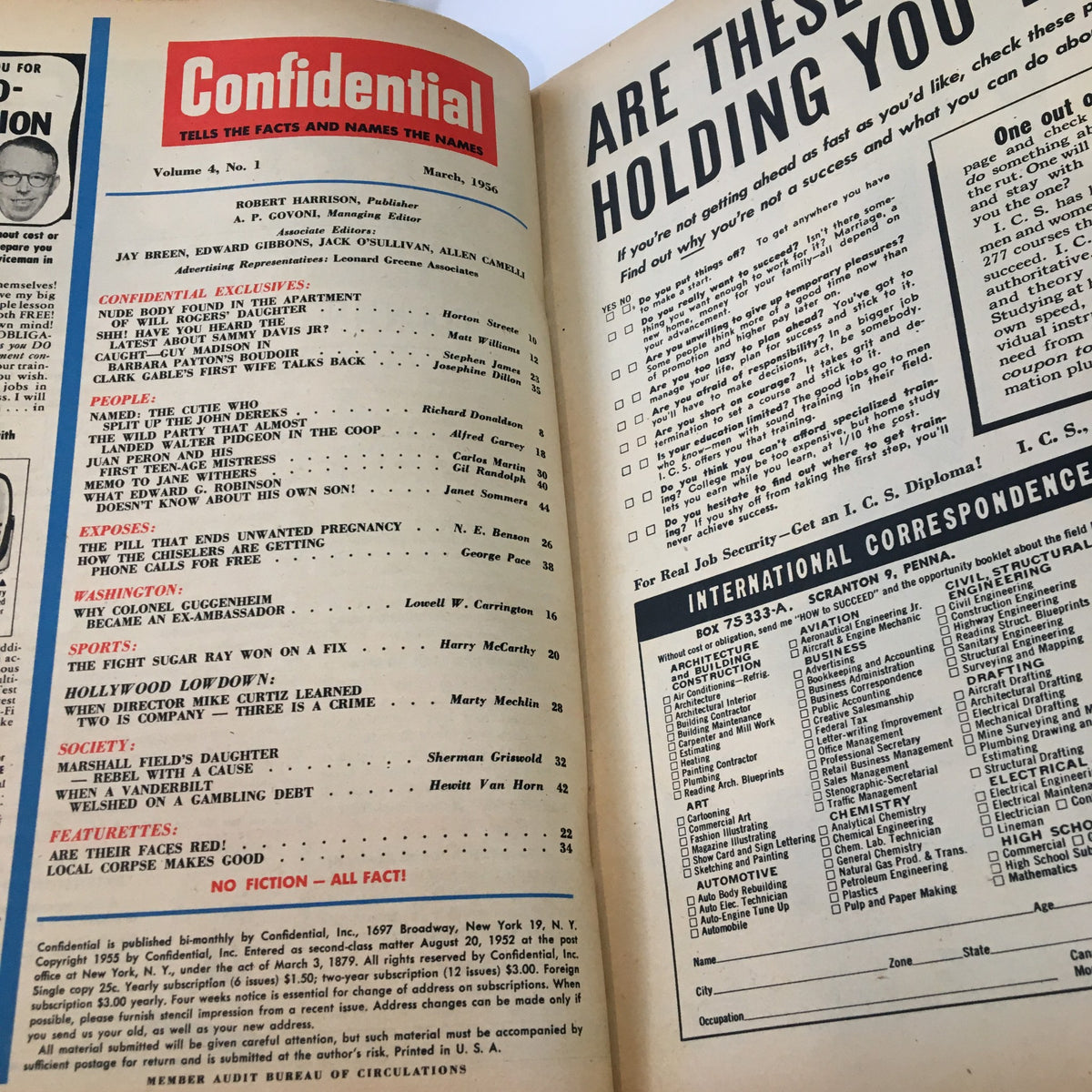 Vintage Confidential Magazine March 1956 The Latest About Sammy Davis Jr. No Label
