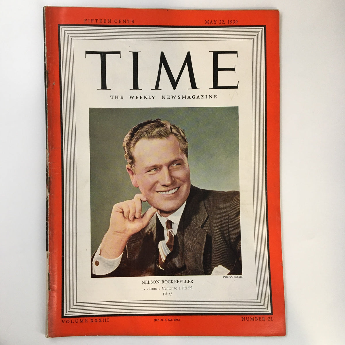 Vintage Time Magazine from May 22, 1939, featuring Nelson Rockefeller on the cover, showcasing an iconic moment in American history.